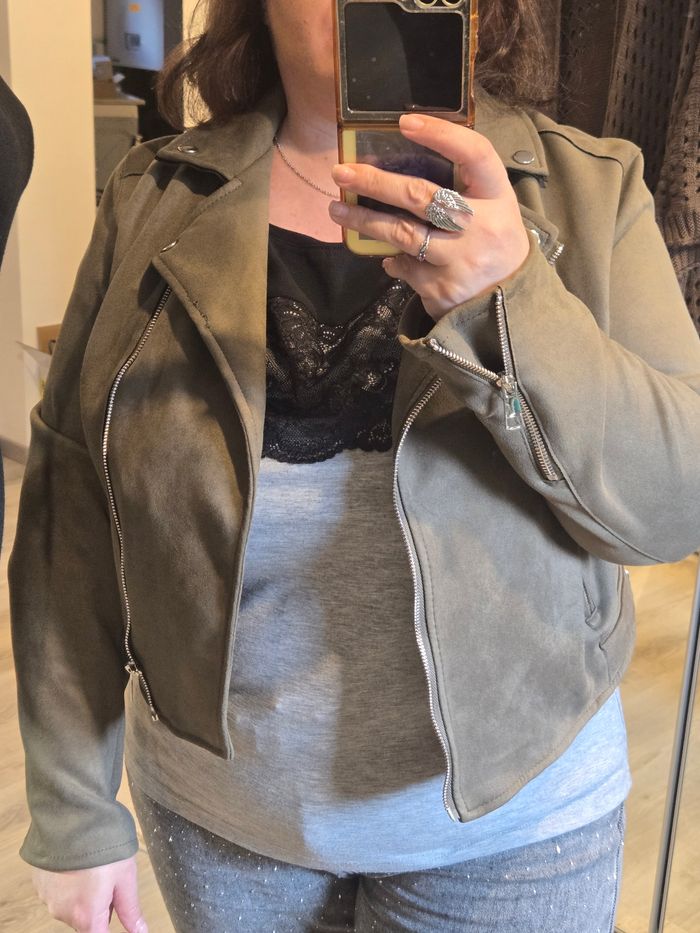 Veste perfecto kaki en suedine 42/44 Primark neuve - photo numéro 9