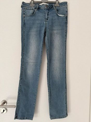 Jean slim skinny droit bleu clair brut uni basique simple