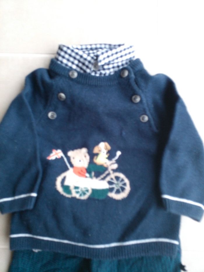 Ensemble pantalon pull avec col chemise - photo numéro 2