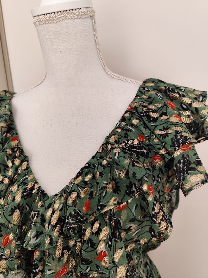 Robe neuve Gérard Darel taille 1 verte et dorée printemps été - photo numéro 4