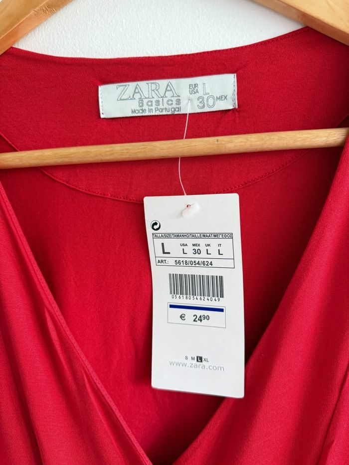 Robe fluide rouge Zara taille 40 L neuf avec étiquette - photo numéro 5