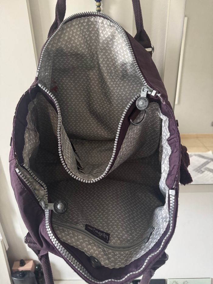 Magnifique sac fourre-tout Kipling vintage violet épaule - photo numéro 2