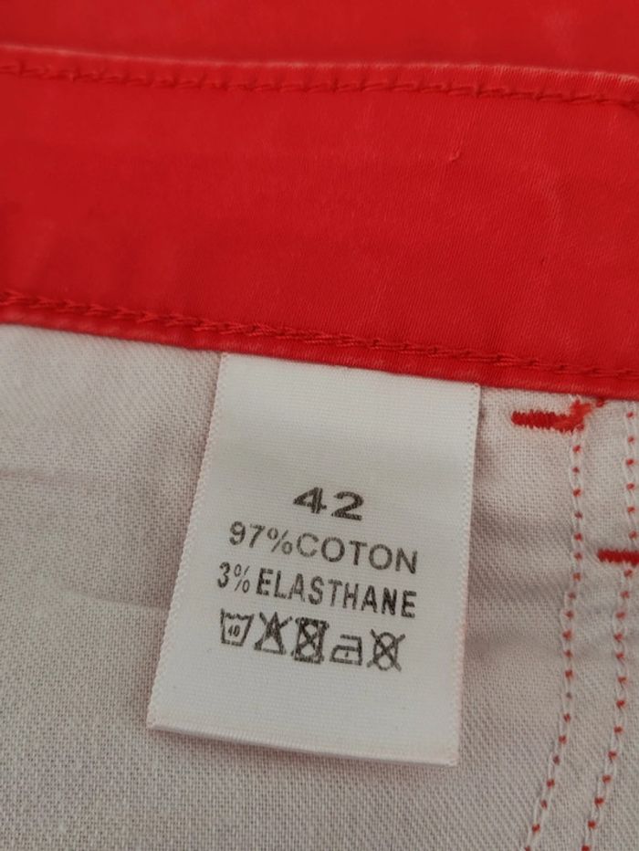 Pantalon enduit skinny rouge - photo numéro 4