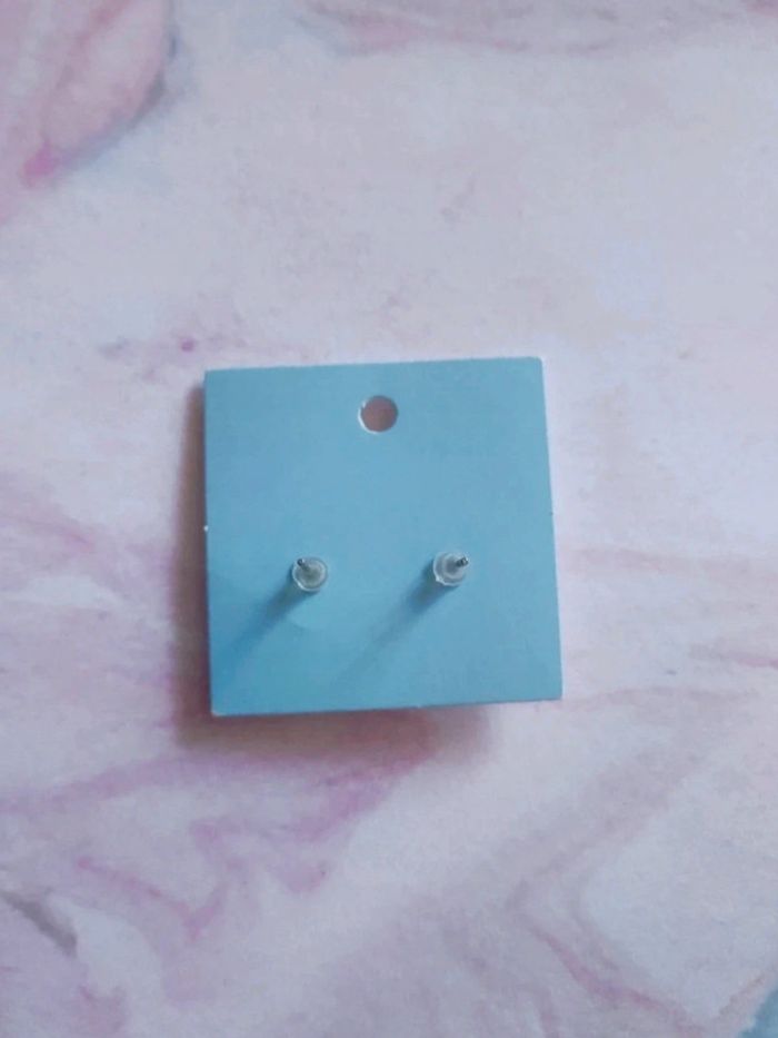 Boucles puces d'oreilles goutte strass rose holographique inox 🇨🇵 Fabrication Artisanale - Ø 12mm - photo numéro 3