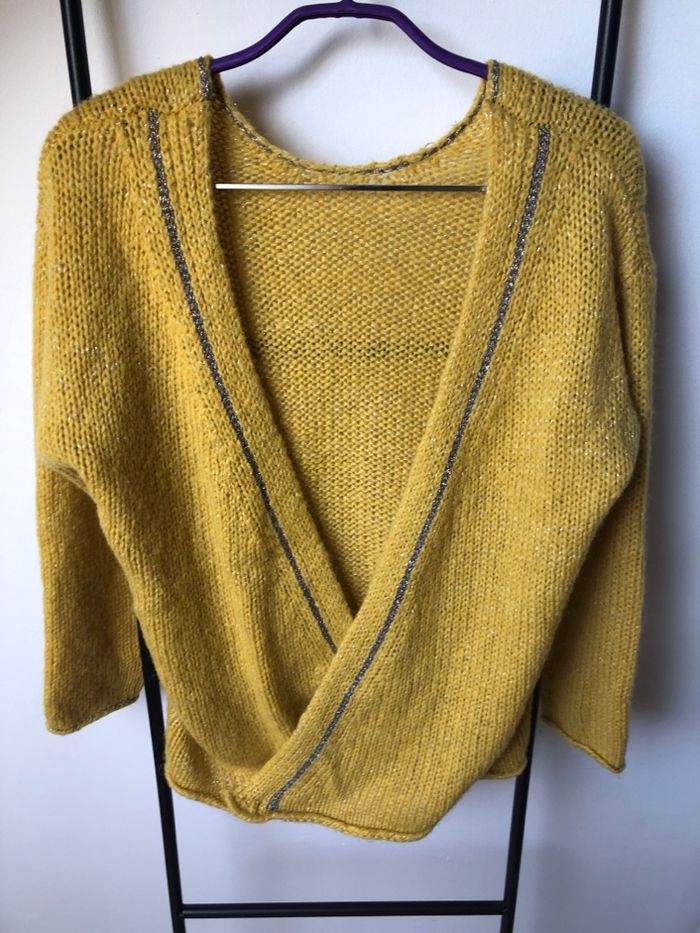 Gilet cœur croisé jaune