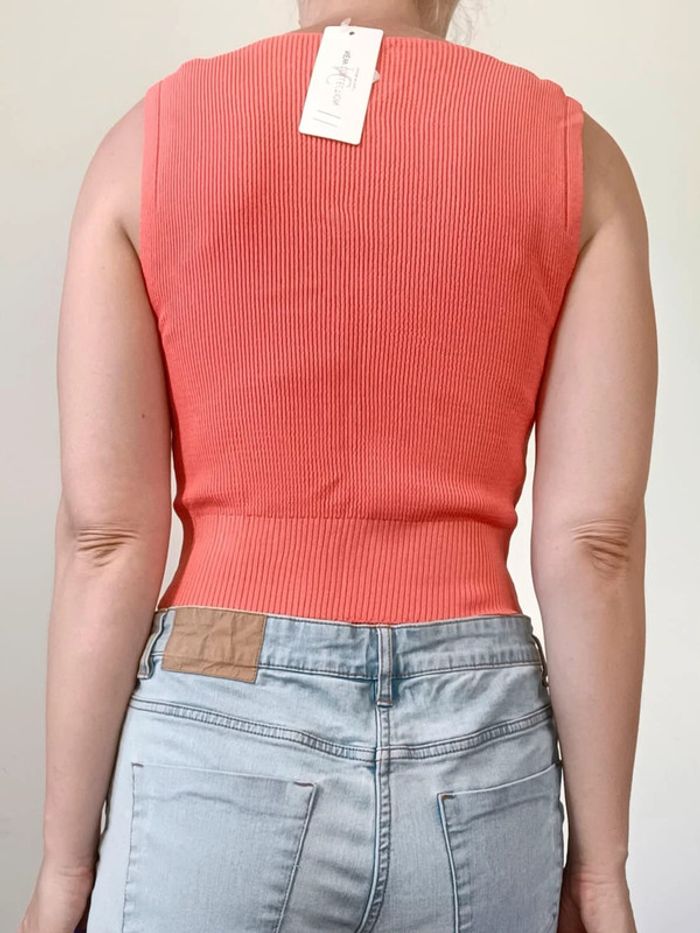 NewCollection Débardeur court côtelé corail – Taille 36/38 – Neuf avec étiquettes - photo numéro 8