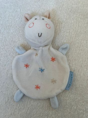 Doudou plat vache blanc étoiles absorba