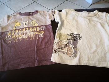 2 tee-shirts 12 mois 100% Coton