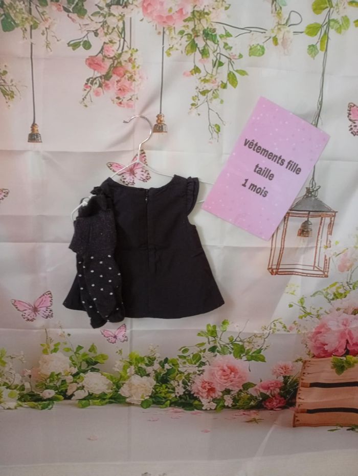 Ensemble fille ( robe + collant ) Disney gris taille 1 mois /56 cm - photo numéro 3