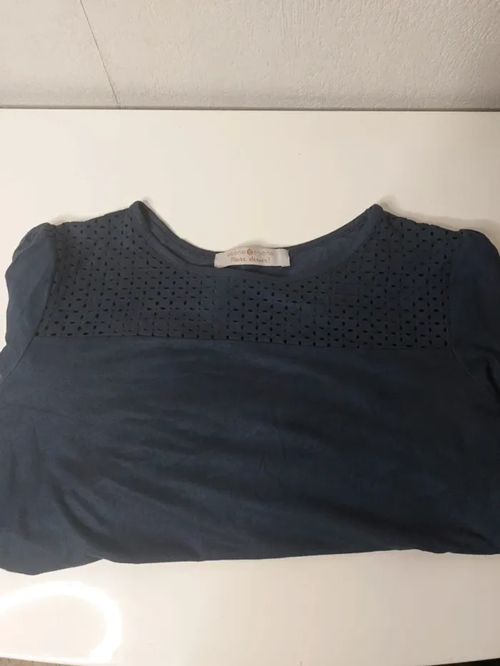 Tee-shirt bleu manche longue" cache cache" - photo numéro 3