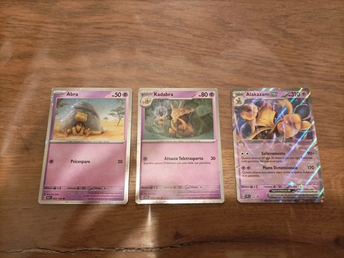 Lot de 3 cartes Pokemon 151 Holo Abra Kadabra Alakazam EX