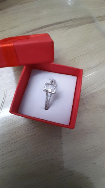 Bague avec strass, pierre transparente, argent 925, taille 60