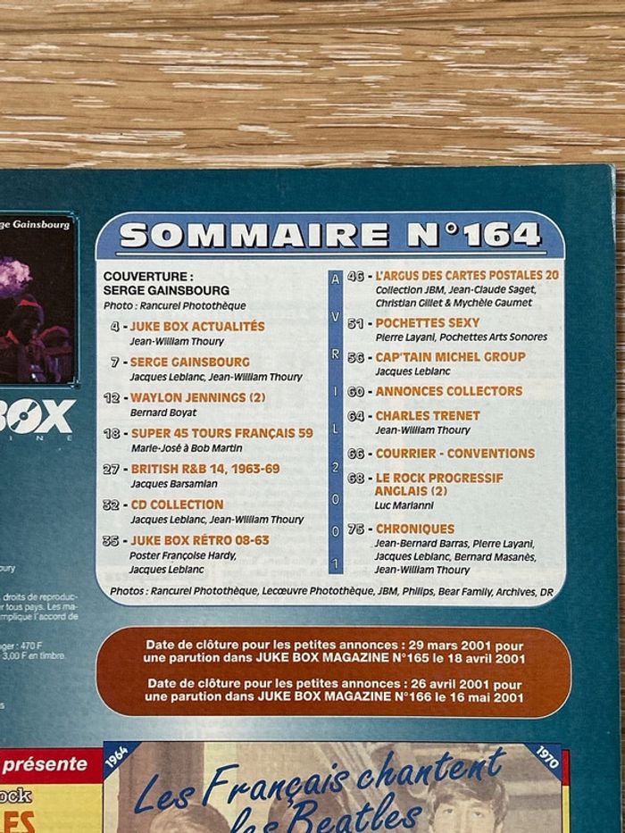 Revue musique jukebox magazine - 164 - avril 2001 - photo numéro 3