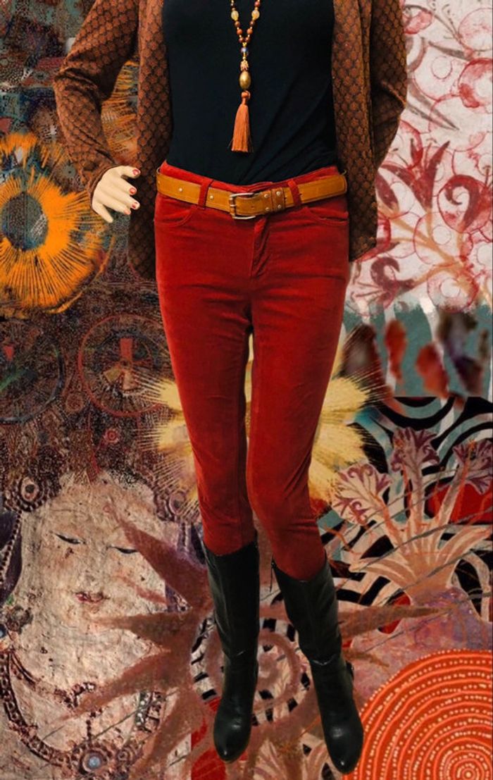 🧡Pantalon skinny velours couleur rouille One Step rust-colored velvet pants🍁 - photo numéro 3