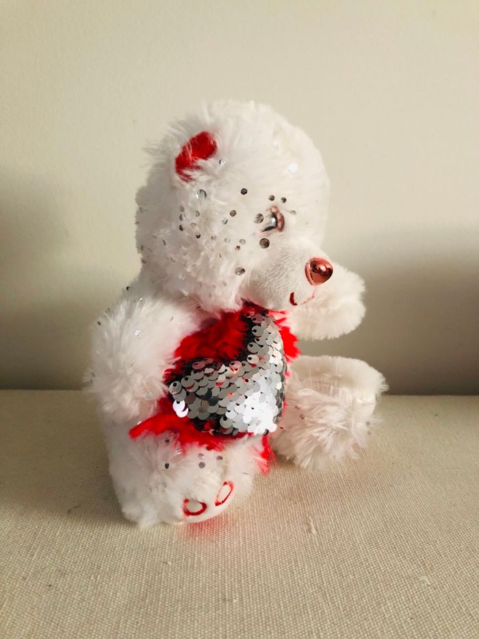 Peluche ours avec coeur sequin réversible - photo numéro 8