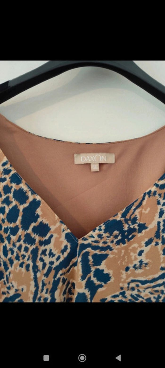 Blouse à motifs imprimés beige et bleu taille 50 Daxon - photo numéro 3