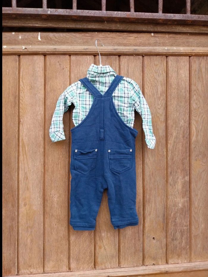 Ensemble chemise + salopette bébé garçon 12 mois - photo numéro 2