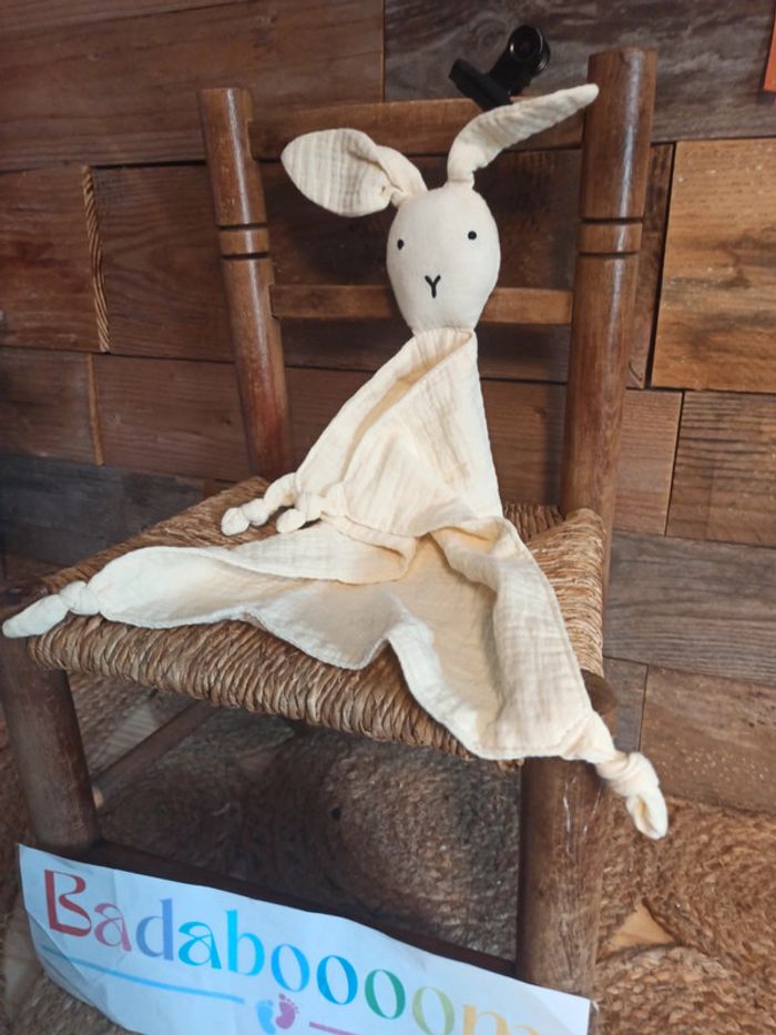 Doudou lapin gaze de coton tbe - photo numéro 2