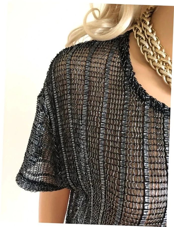 Top noir et argenté à manches courtes Morgan taille S TBE - photo numéro 5