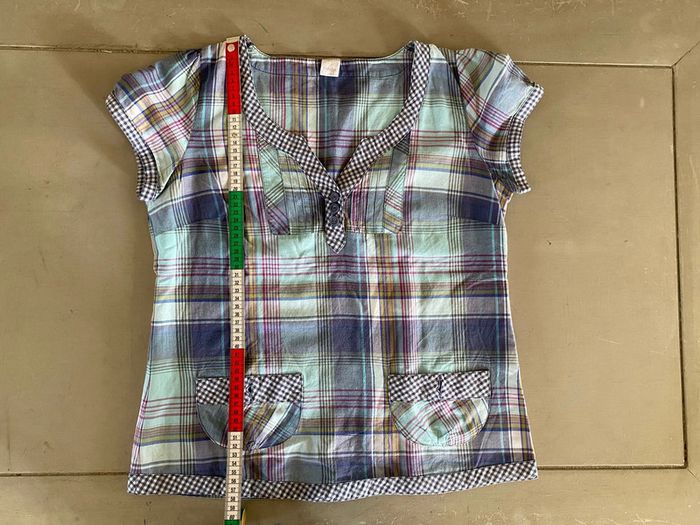 Blouse Camaïeu bleue à carreaux taille 40 - photo numéro 11