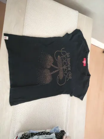 Tee shirt noir le temps des cerises 12 ans