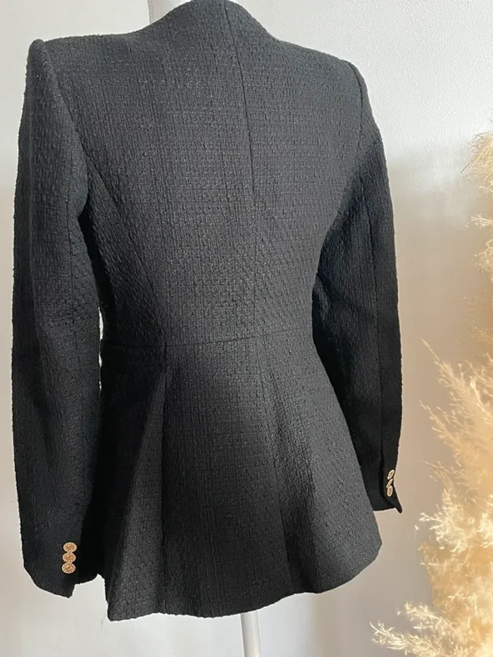 Zara veste blazer tailleur tweed noir avec boutons dorés taille XS - photo numéro 14