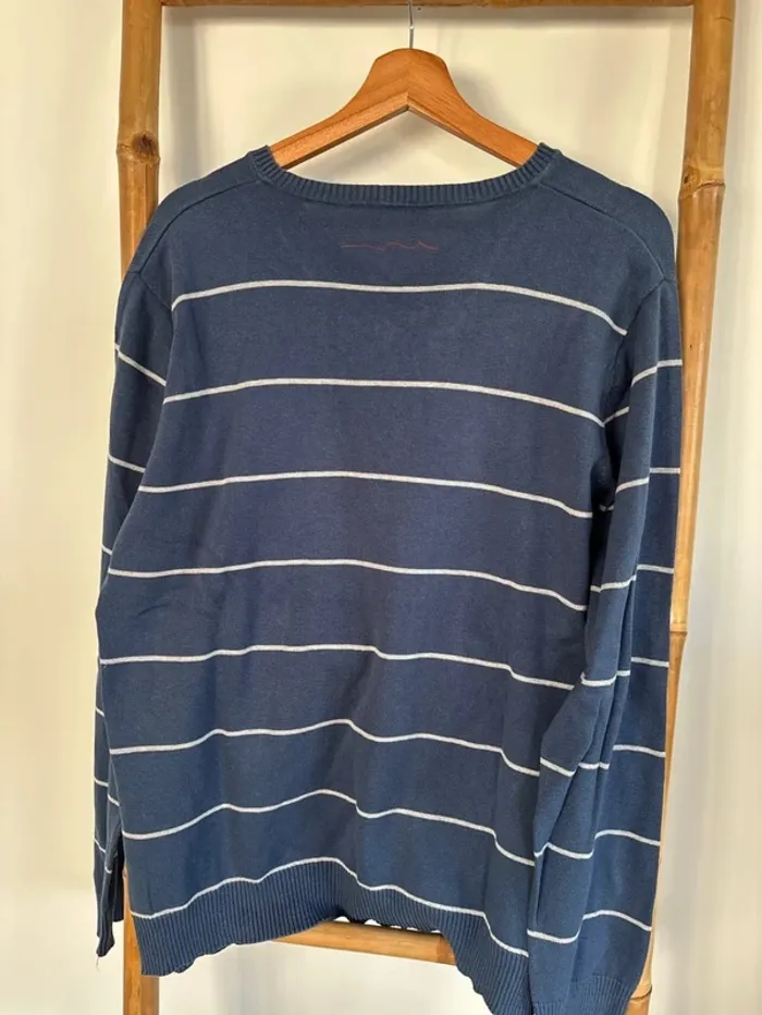 Pull col V bleu à rayures teddy smith taille XXL - photo numéro 6