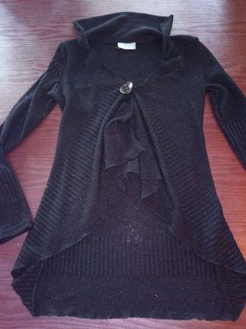 Pull noir pailleté faux gilet
