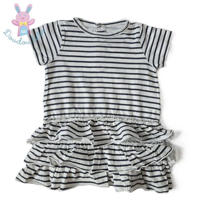 Robe marine rayée bébé fille 12 Mois été Petit Bateau