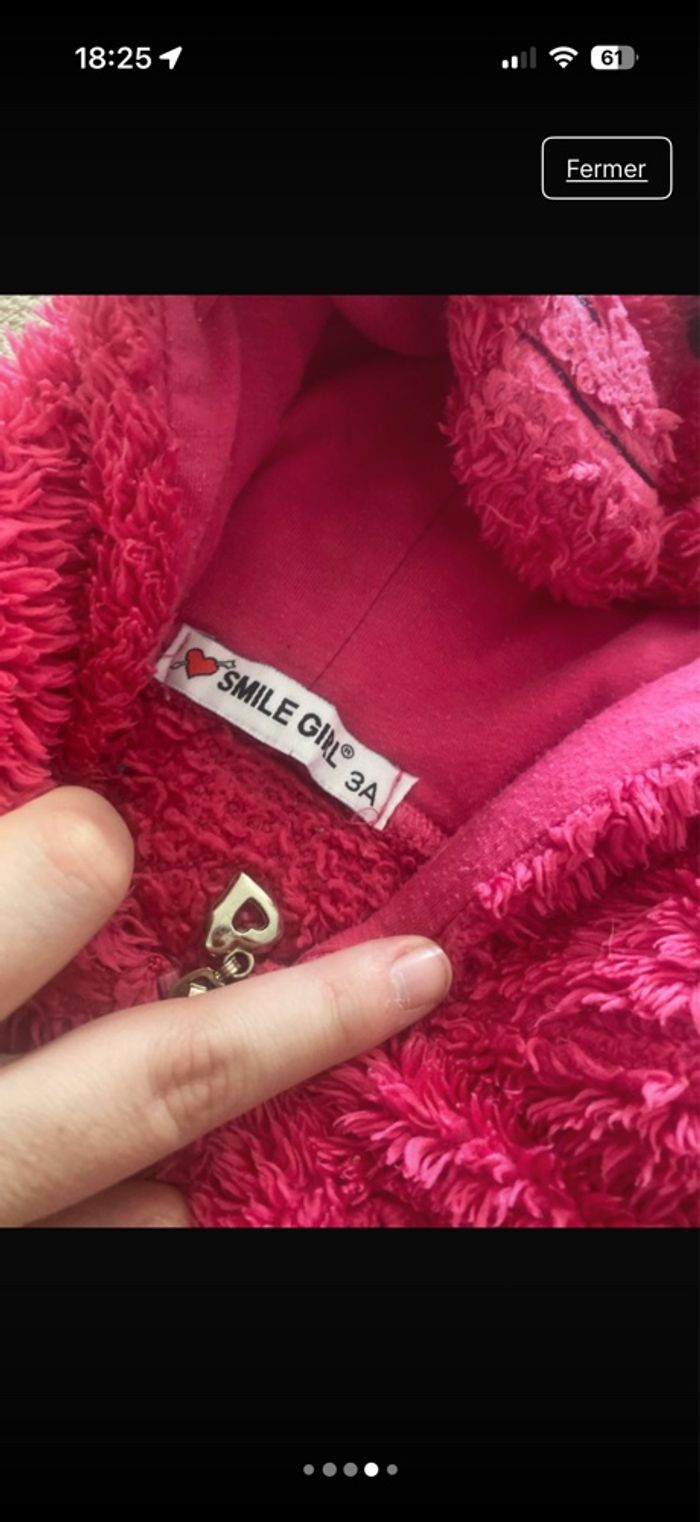 Veste licorne fille polaire 3 ans - photo numéro 2