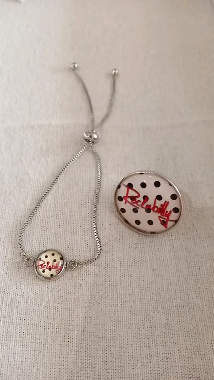 Lot 2 bijoux vintage "Rockabilly" acier inoxydable