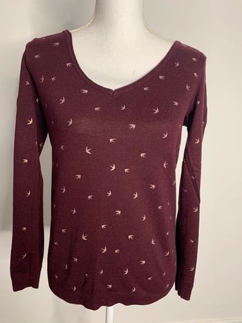 Pull bordeaux et bronze hirondelles TS