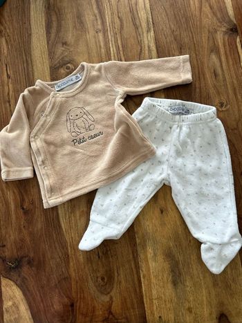 Pyjama 2 pièces velours 1 mois Chocolatine