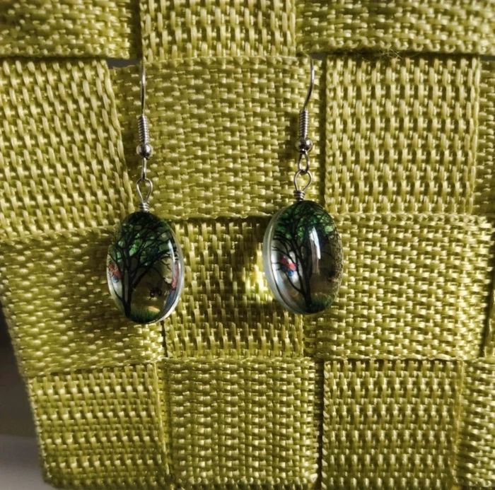 Boucles d'oreilles transparentes arbre nature - photo numéro 8