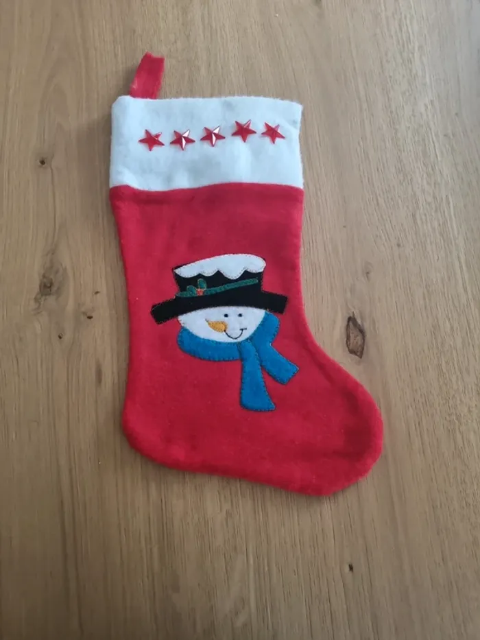 Chaussette de Noël bonhomme de neige