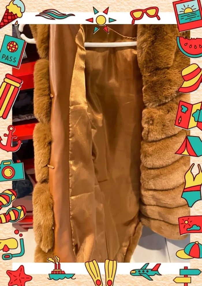 Veste sans manches fausse fourrure moutarde - photo numéro 3