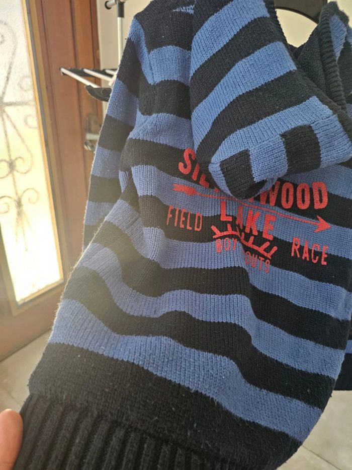 Gilet polaire à capuche, rayures 9/10 ans - photo numéro 3