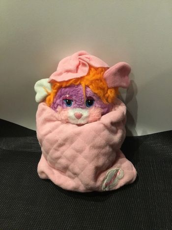 Peluche Popples polochon rose slumber party pancake Mattel vintage 22cm