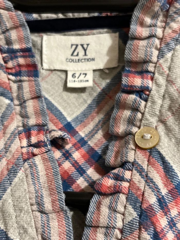 ZY 6/7 ans - chemise tunique bleu carreaux - photo numéro 7