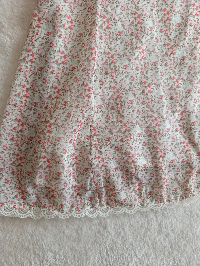 Robe courte Lucca couture XS légère fluide blanc crème fleuri - photo numéro 7