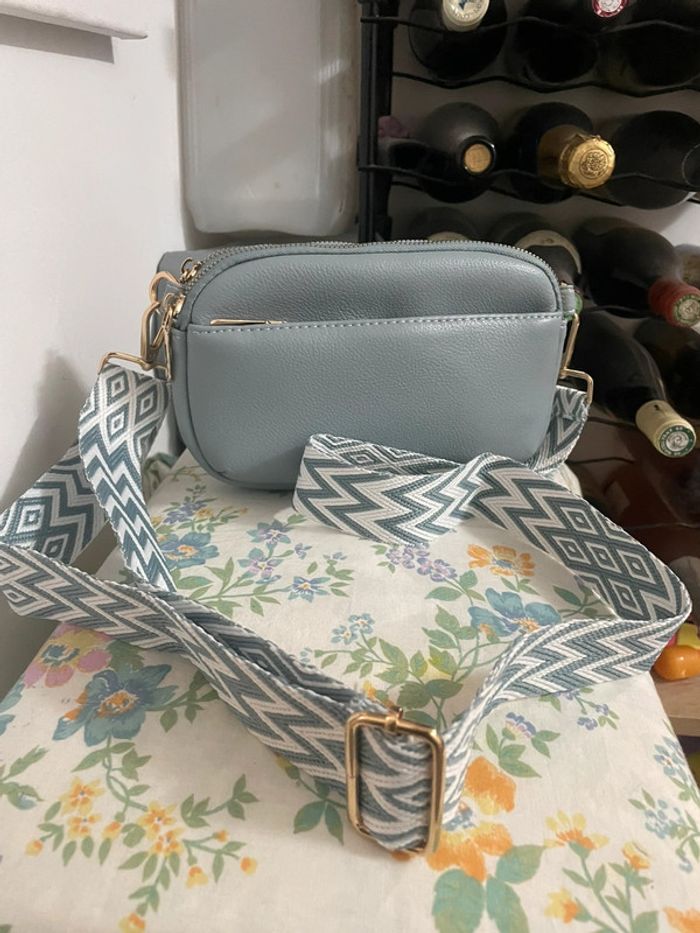 Sac bandoulière large en cuir PU bleu neuf - photo numéro 10