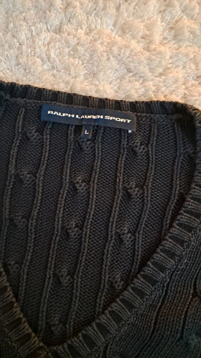 Pull torsadé en V ralph lauren noir - photo numéro 4