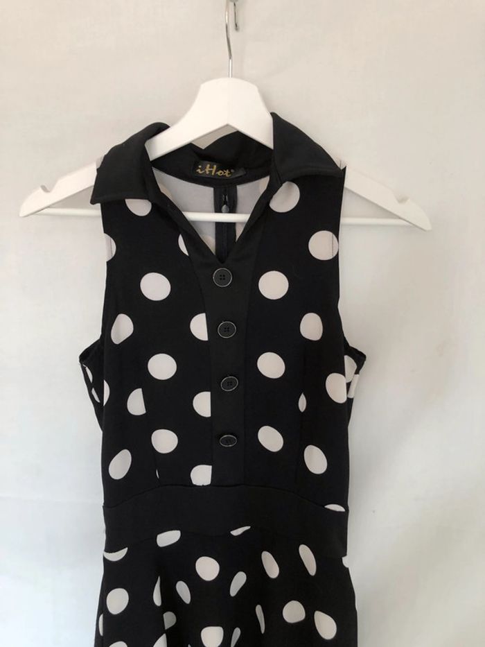Robe sans manches noire à pois style vintage iHot taille 34 36 comme neuve - photo numéro 11