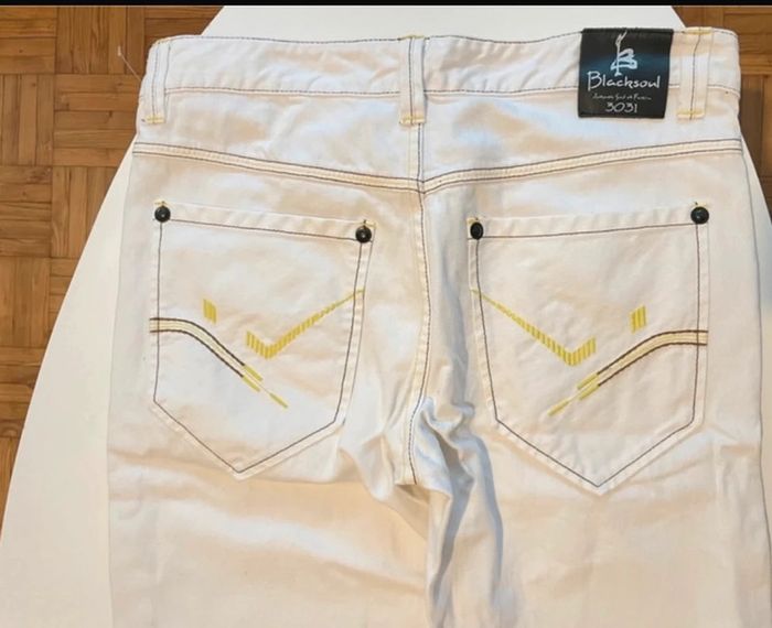 Jean blanc neuf en coton taille 42 Black soul - photo numéro 3