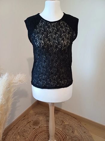 Blouse noire transparente fleurie Promod taille L 40