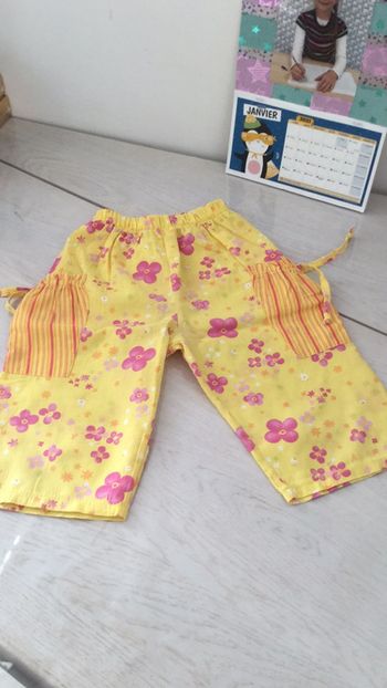 Pantacourt été jaune fleuri 4ans Les Minots