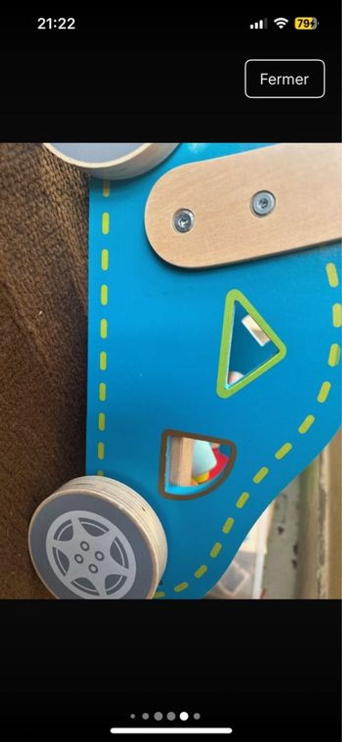 Poussette déambulatrice / Chariot de marche / jeux des formes / blocs en bois - photo numéro 4