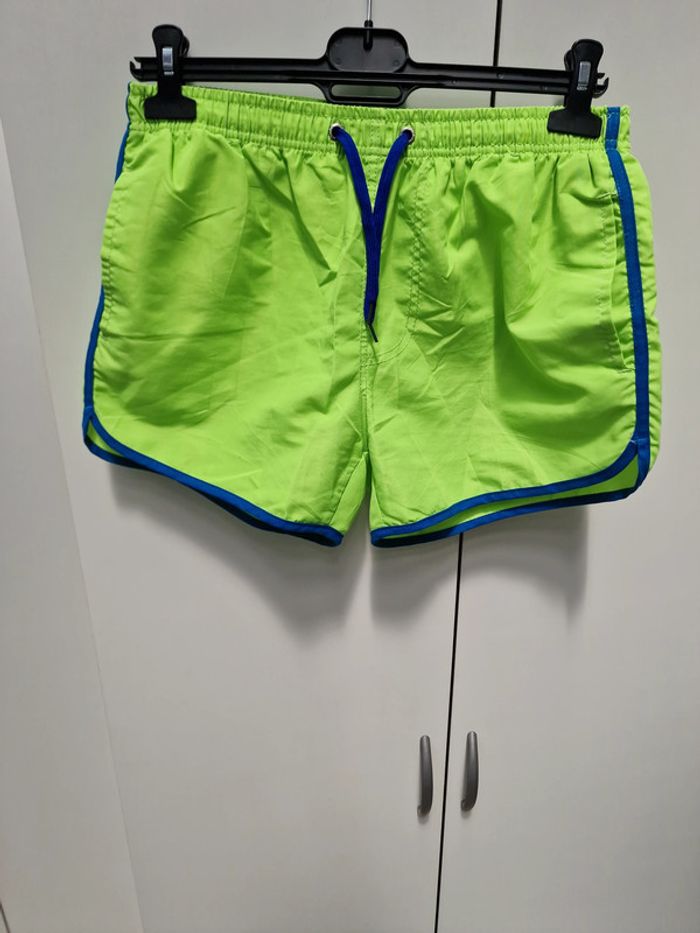 Short De Bain Vert Fluo Bleu Avec Poches