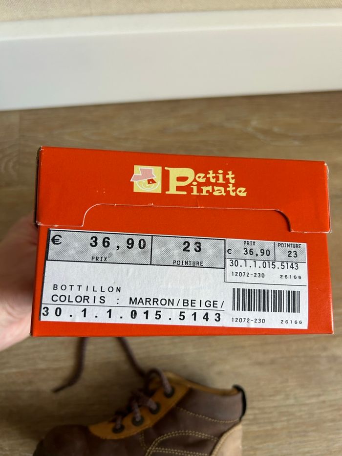 Chaussures garçon Petit Pirate taille 23 cuir – marron/beige avec boîte - photo numéro 5