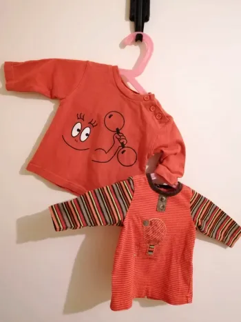 Lot tee-shirt garçon manches longues 3 mois orchestra et barbapapa